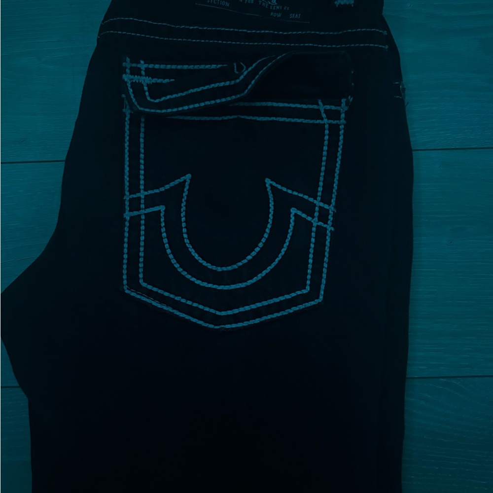 True Religion Black Denim with White Accents